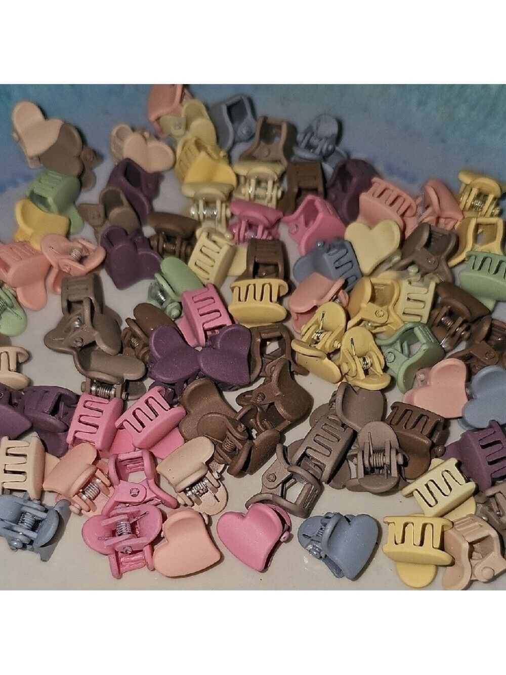 25 Colorful Matte Heart Mini Hair Clips